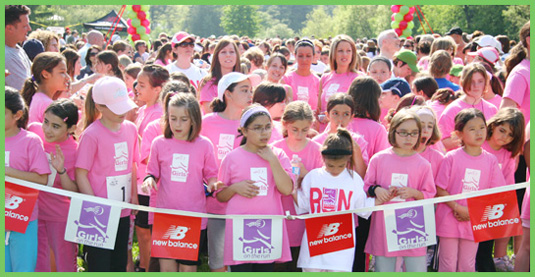 A group of girls participating in Girls on the Run