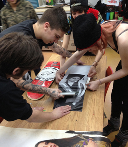 Students doing artwork together