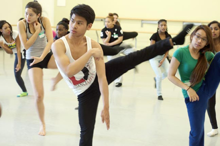 A group of students in dance class