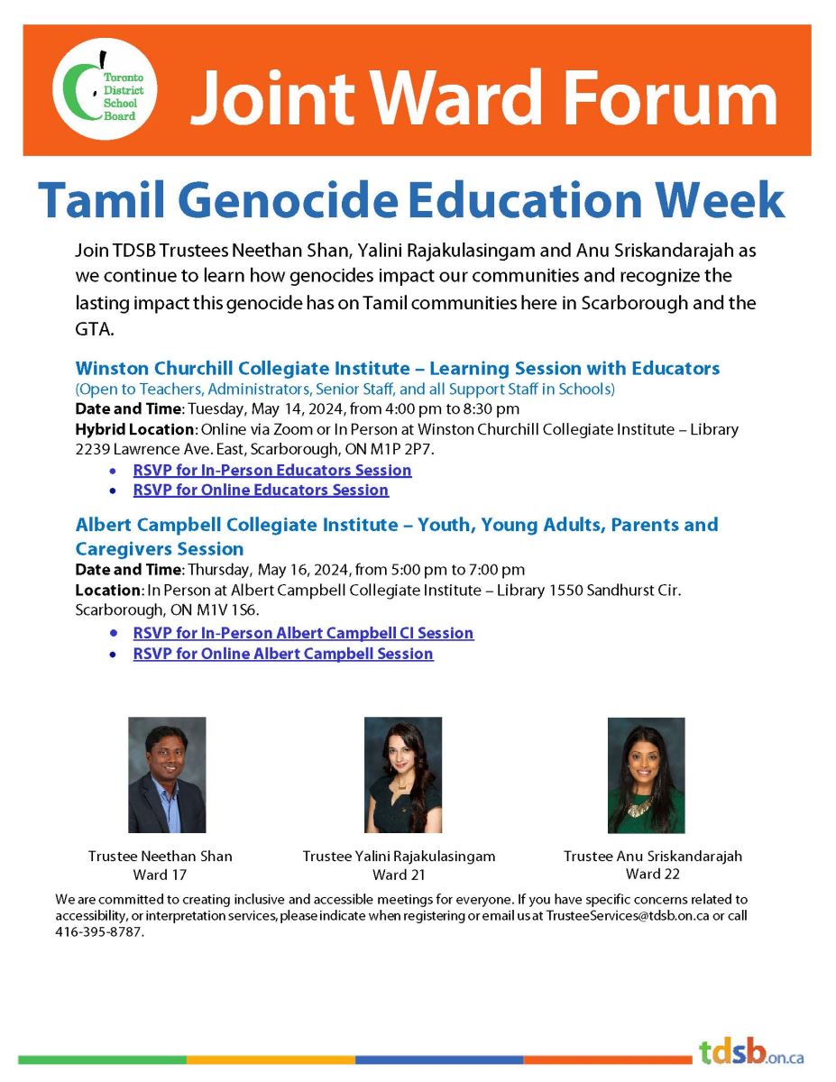 Joint Ward Forum Tamil Genocide Education Week