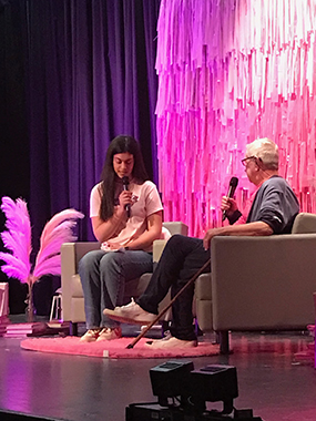 Martin Boyce, gay activist and Stonewall Riot survivor, delivers moving speech and answers student questions during Day of Pink assembly 
