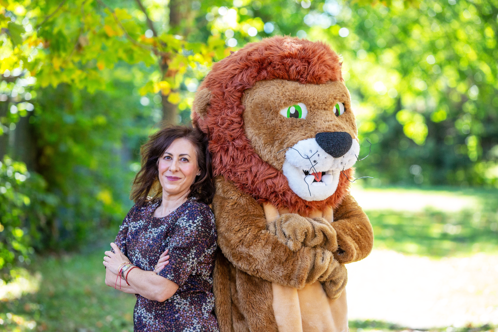 Photo of Carla with the school's mascot.