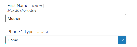 Phone 1 Type field value set to "Home".