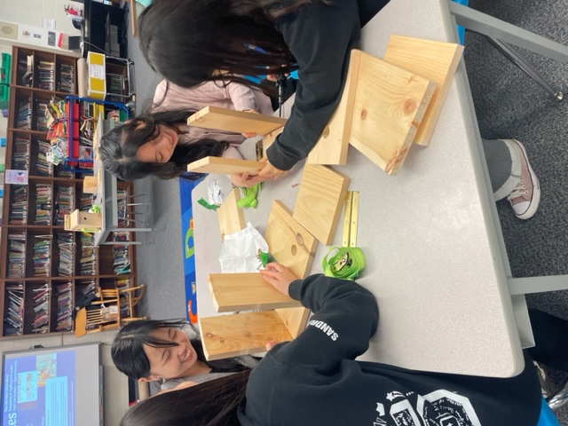 Students from Banting and Best building nest boxes