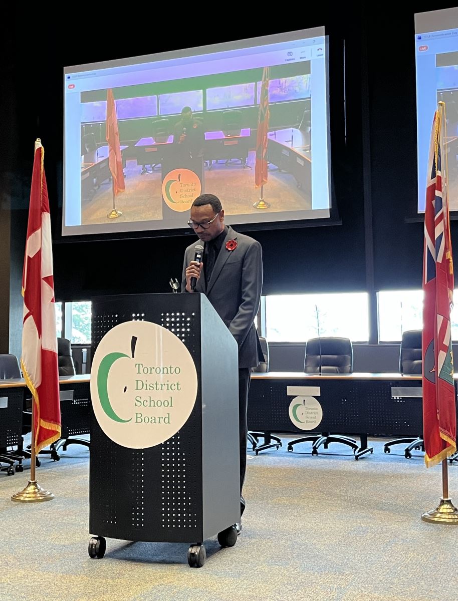A school classroom door decorated with blue hearts, Blue Jays logos and "Let's Play Ball"