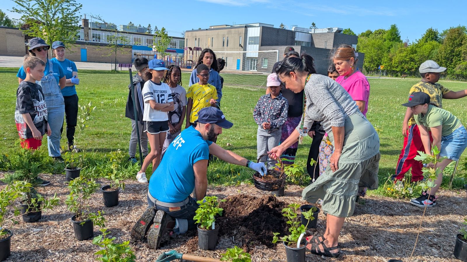 Eastview student plant Healing Garden.