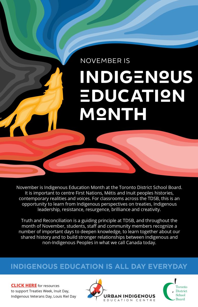 November is Indigenous Education Month Poster