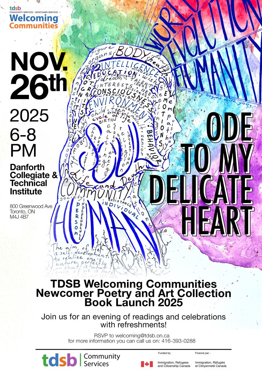 Poster for Welcoming Communities' book launch - Nov 26 @ 6pm