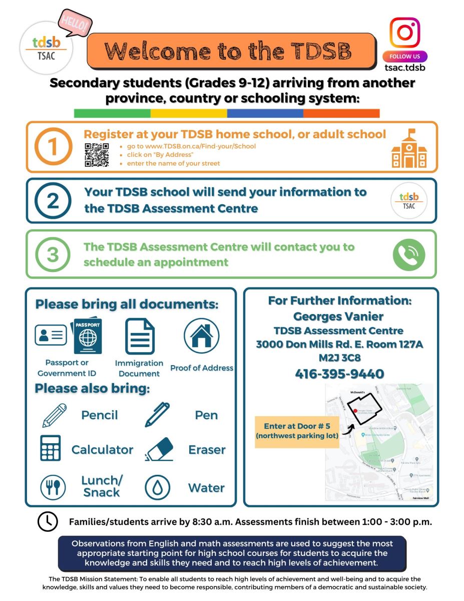 Button to Georges Vanier TDSB Assessment Centre information poster