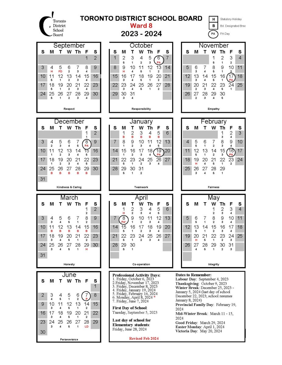 Revised School Year Calendar 2023-2024